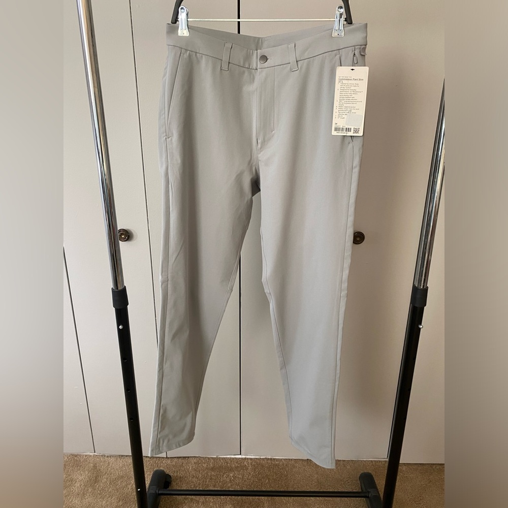 NWT Lululemon Men's Commission Slim-Fit Pant 34W 32L Color Silver Drop
